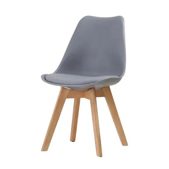 Set of 2 Dining Chairs - Grey, Beech Wood