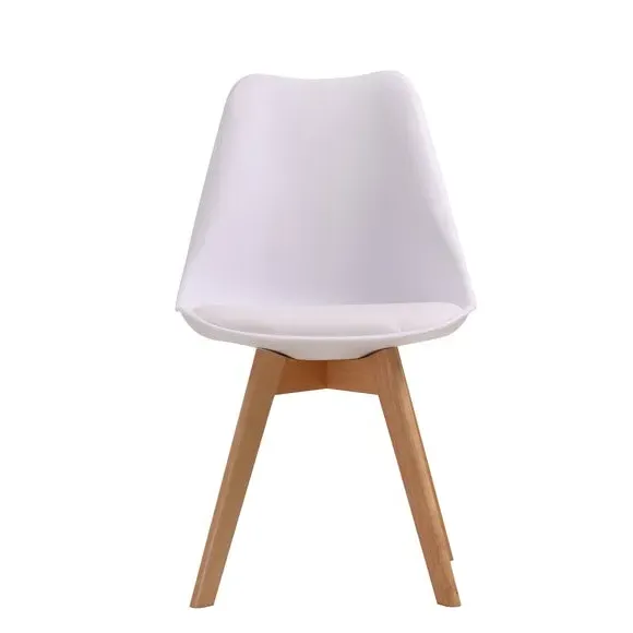 Set of 2 Dining Chairs - White, Beech Wood