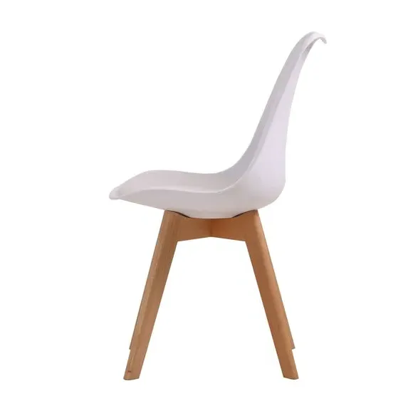Set of 2 Dining Chairs - White, Beech Wood