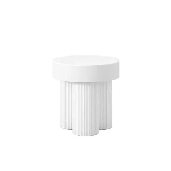 Side Table with Reeded Base - White