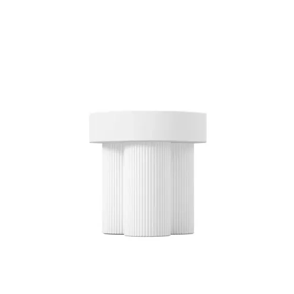Side Table with Reeded Base - White