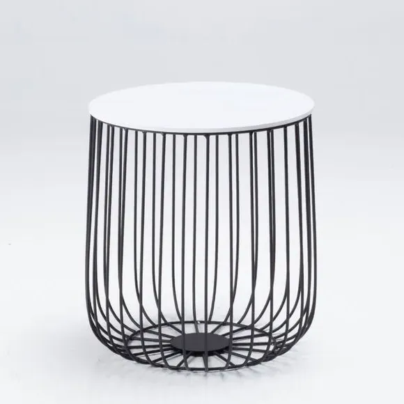 Side Table with Storage - Black, Marble Effect