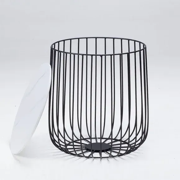 Side Table with Storage - Black, Marble Effect