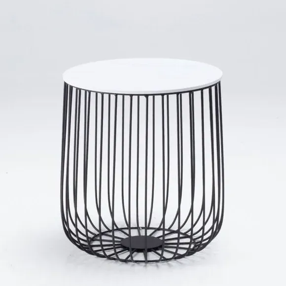 Side Table with Storage - Black, Marble Effect image