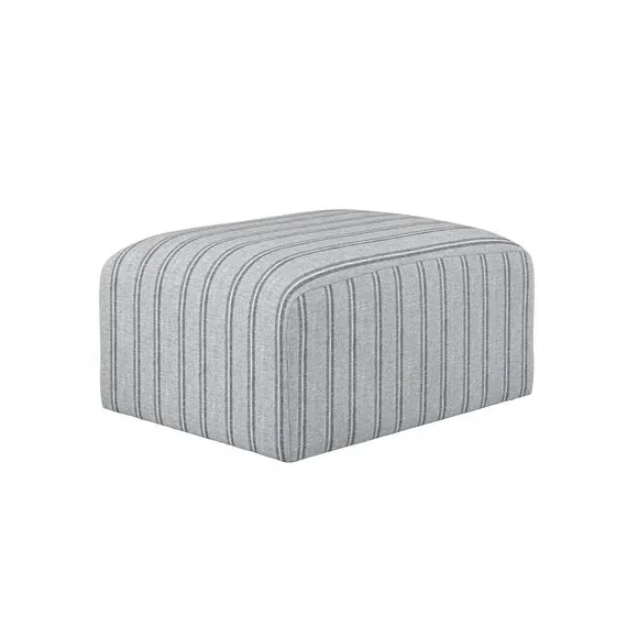 Striped Pouffe with Curved Corners - Grey, Cotton