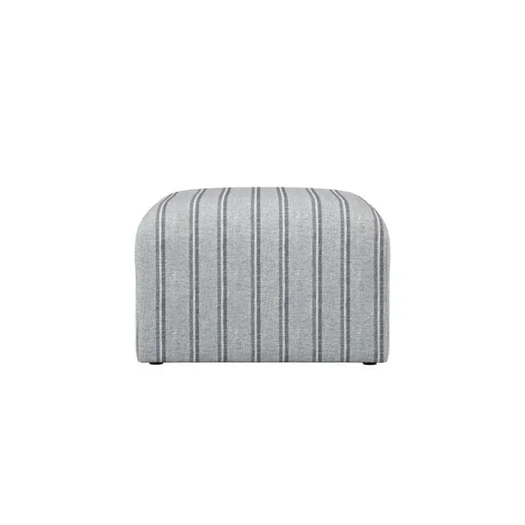 Striped Pouffe with Curved Corners - Grey, Cotton