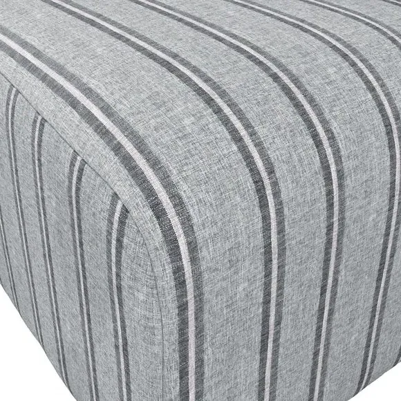 Striped Pouffe with Curved Corners - Grey, Cotton