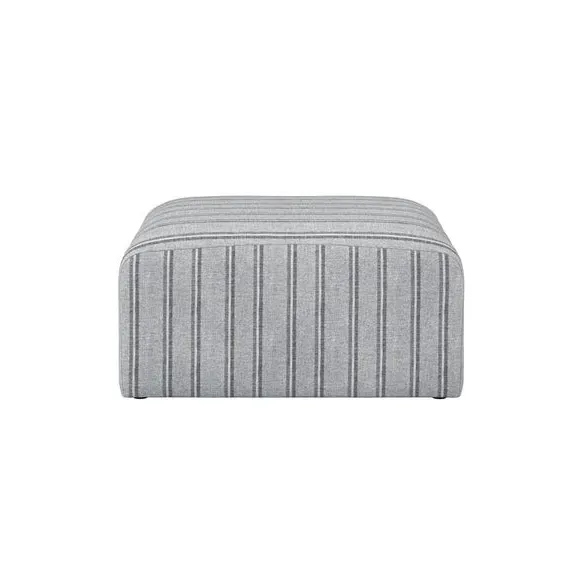 Striped Pouffe with Curved Corners - Grey, Cotton image