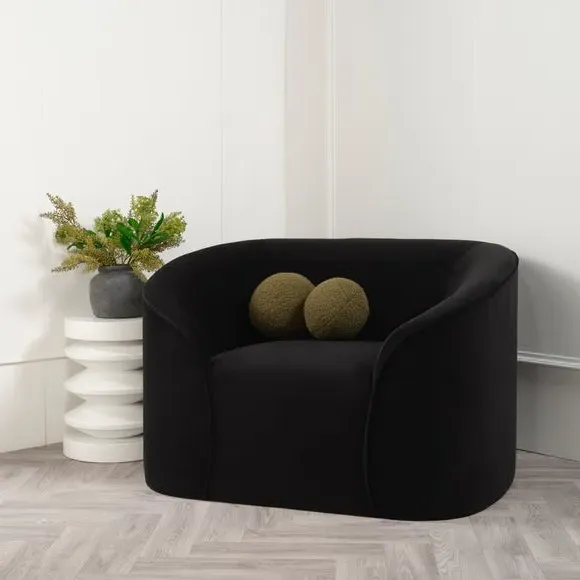 Tub Chair Contemporary Style - Black, Velvet