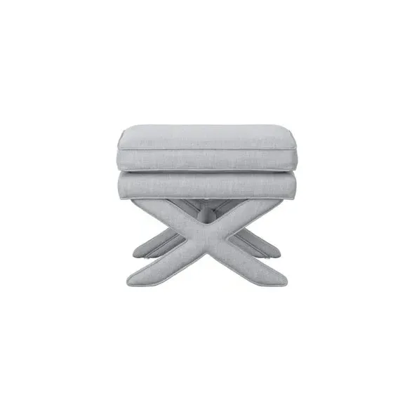 X-Design Footstool with Pillow Top - Grey, Linen