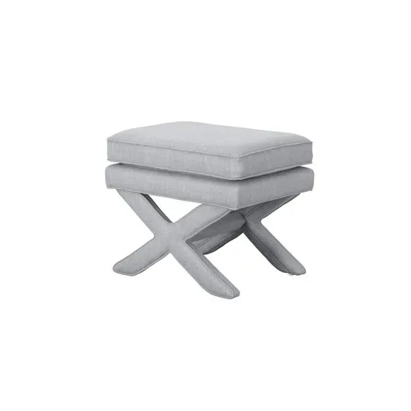 X-Design Footstool with Pillow Top - Grey, Linen
