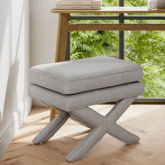 X-Design Footstool with Pillow Top - Grey, Linen