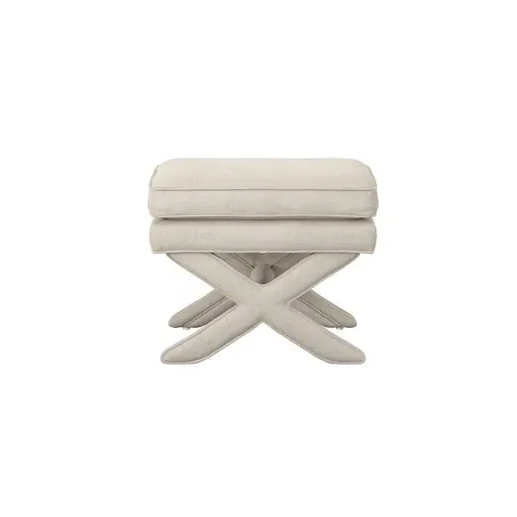 X-Design Footstool with Pillow Top - Stone, Linen