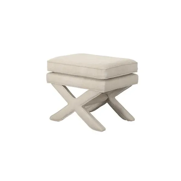 X-Design Footstool with Pillow Top - Stone, Linen