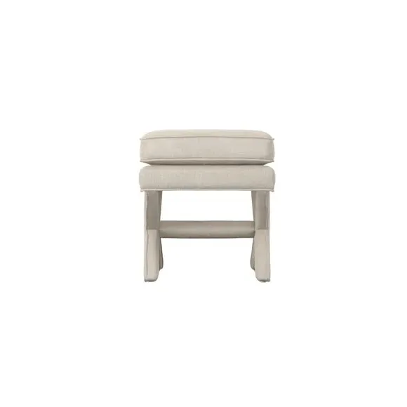 X-Design Footstool with Pillow Top - Stone, Linen