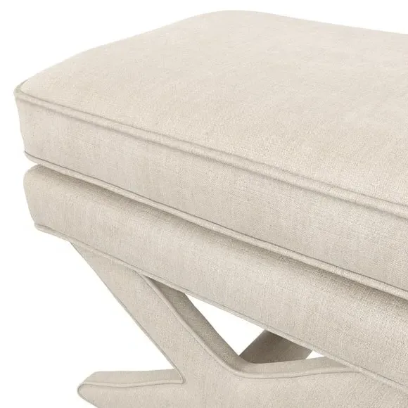 X-Design Footstool with Pillow Top - Stone, Linen