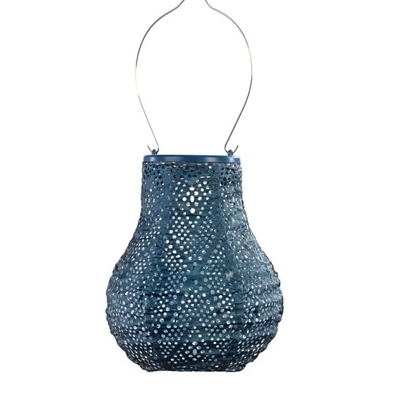 Bulb Solar Lantern with Ikat Design - Petrol image