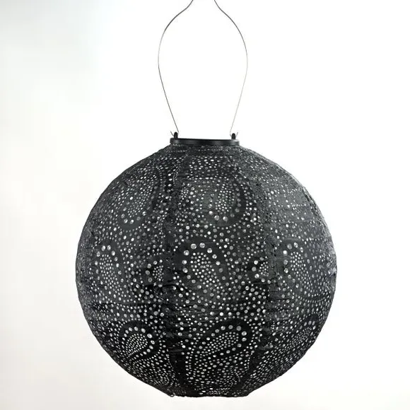 Medium Round Solar Lantern - Dark Grey, Tyvek image