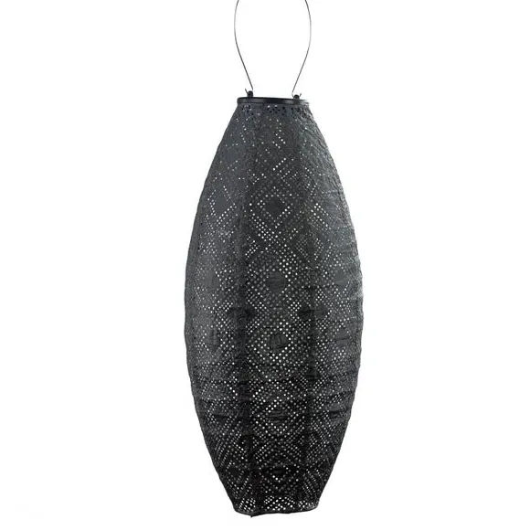 Oval Solar Lantern with Mosaic Pattern - Grey image