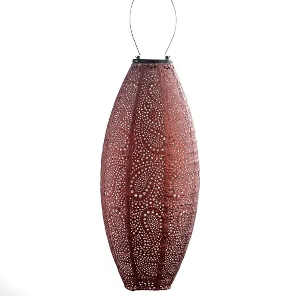 Oval Solar Lantern with Paisley Pattern - Copper image
