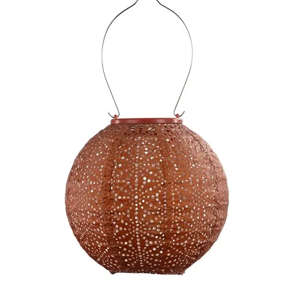 Round Solar Lantern Sashiko Design - Copper image