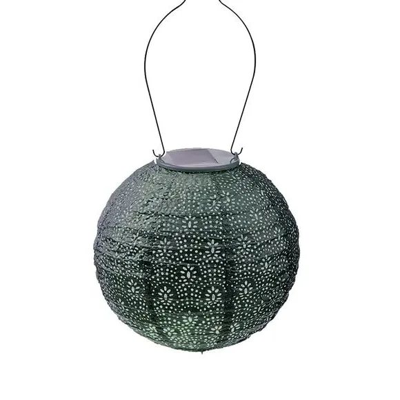 Round Solar Lantern with Fan Design - Green image