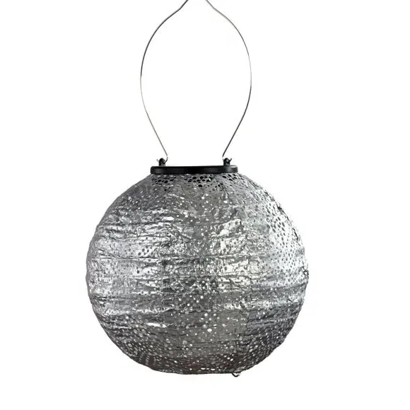 Small Round Solar Lantern - Silver, Tyvek