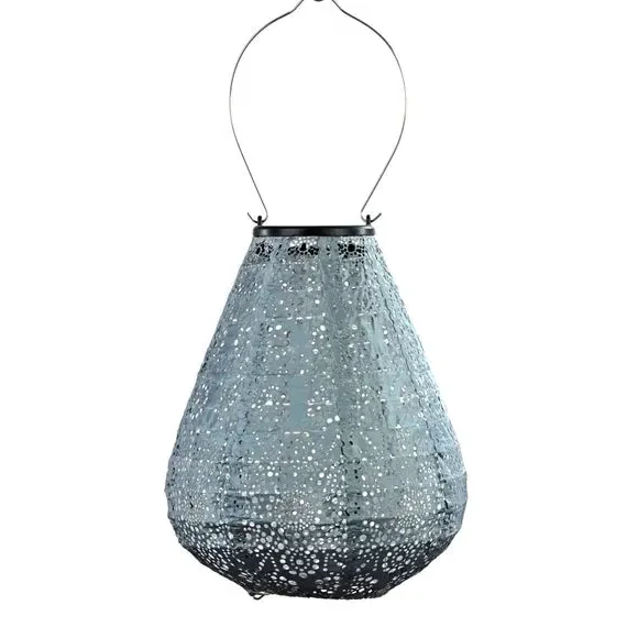 Tulip Solar Lantern with Pattern - Blue Grey image