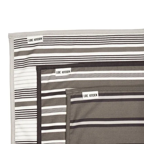 Set of 3 Tea Towels with Loops - Grey, Cotton