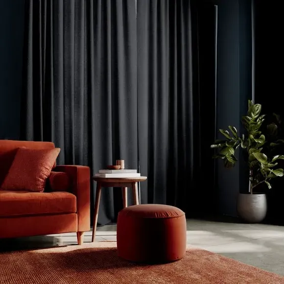Made to Measure Curtains Textured - Black, Chenille