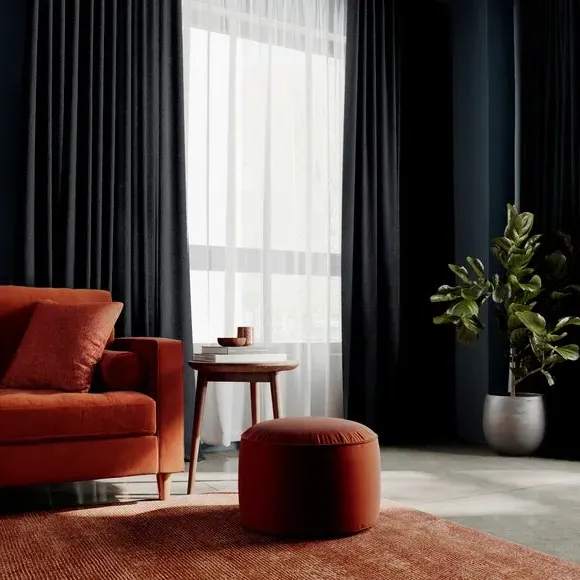 Made to Measure Curtains Textured - Black, Chenille image