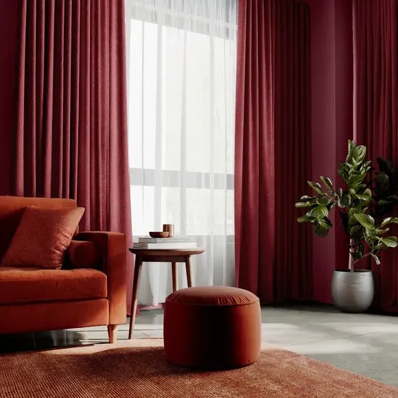 Made to Measure Curtains Textured - Burgundy, Chenille