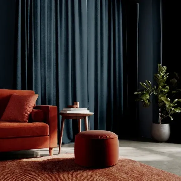 Made to Measure Curtains Textured - Navy, Chenille