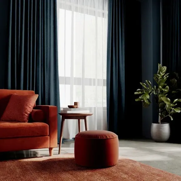 Made to Measure Curtains Textured - Navy, Chenille