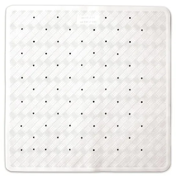 Square Bath Mat with Suction Cups - White image