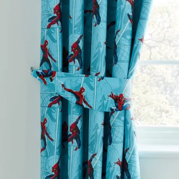 Eyelet Blackout Curtains with Tiebacks - Blue