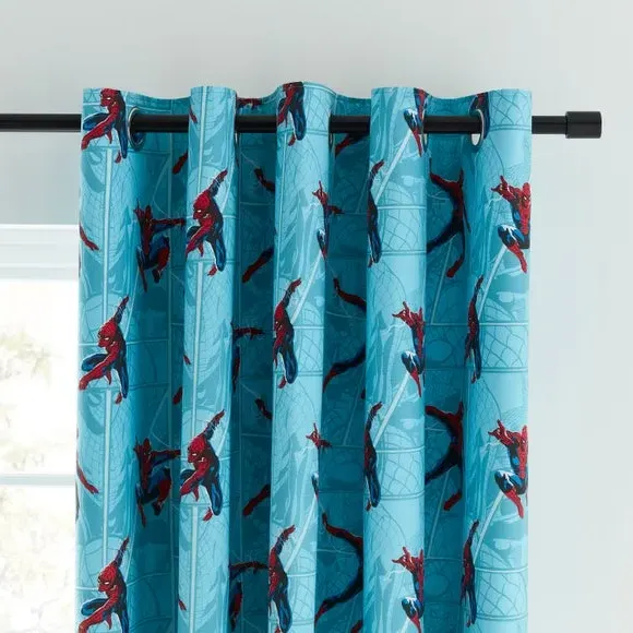 Eyelet Blackout Curtains with Tiebacks - Blue
