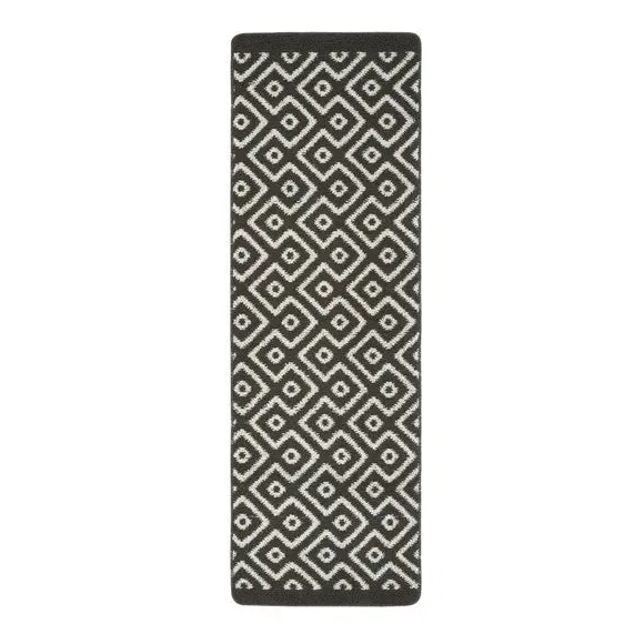 Diamond Pattern Runner Mat - Grey, Recycled