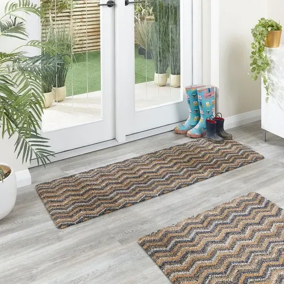 Long Doormat with Anti-Slip - Purple, Cotton