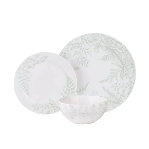 12 Piece Dinner Set Botanical - White, Bone China