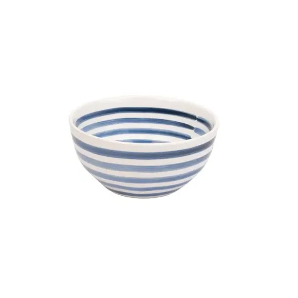 12 Piece Dinner Set with Stripes - Blue, Stoneware