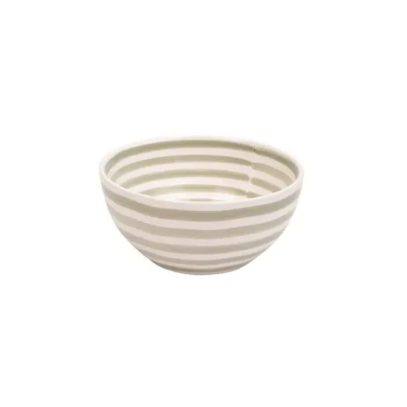 12 Piece Dinner Set with Stripes - Grey, Stoneware