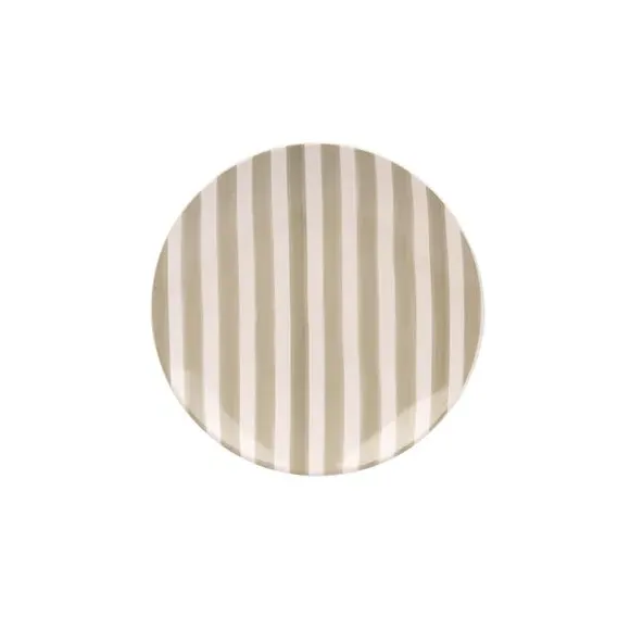 12 Piece Dinner Set with Stripes - Grey, Stoneware