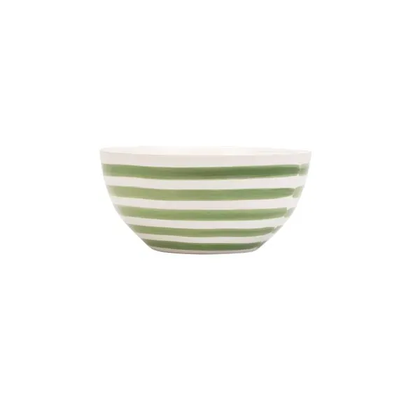4-Piece Cereal Bowl Set with Stripes - Green