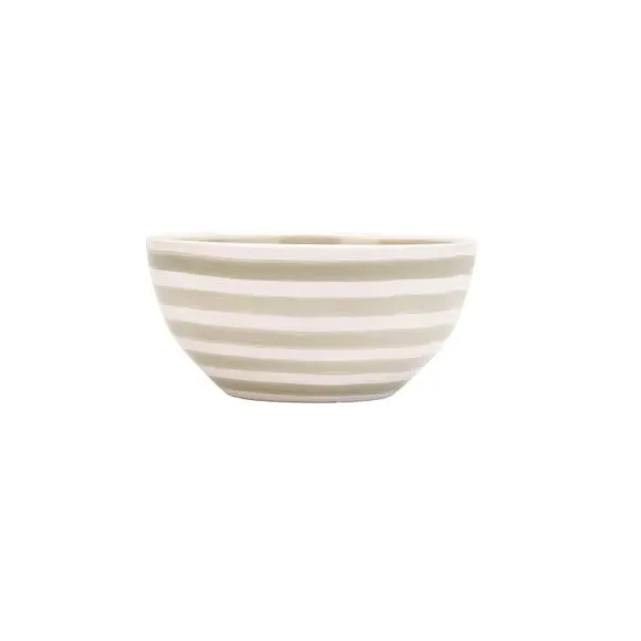 4-Piece Cereal Bowl Set with Stripes - Grey