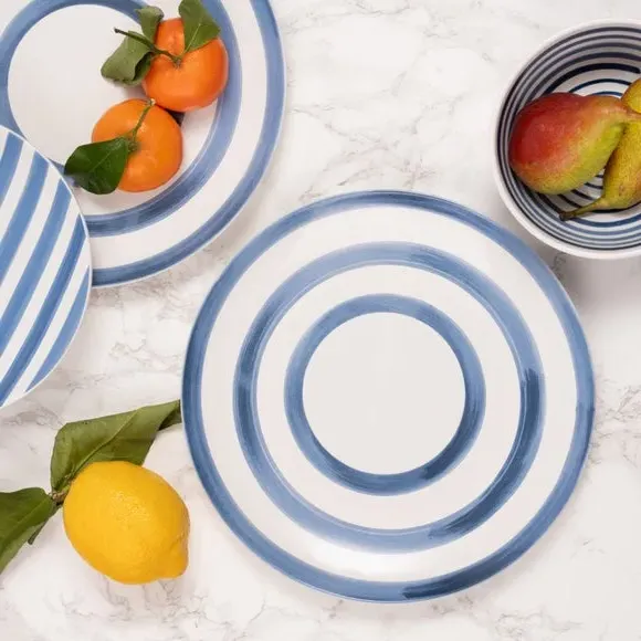 4-Piece Dinner Plate Set - Blue, Stoneware