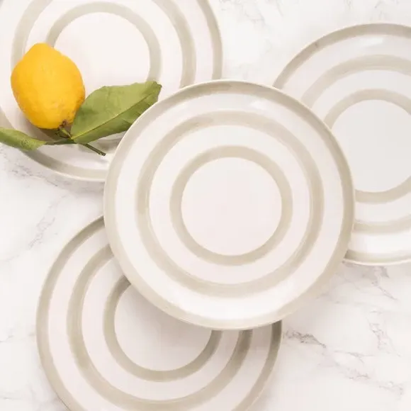 4-Piece Dinner Plate Set - Grey, Stoneware