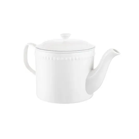 800ml Teapot with Beaded Border - White, Bone China