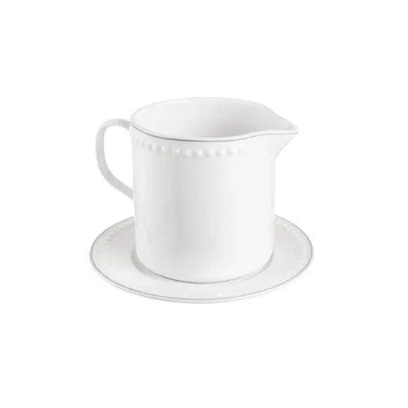 Gravy Boat with Saucer - White, Bone China