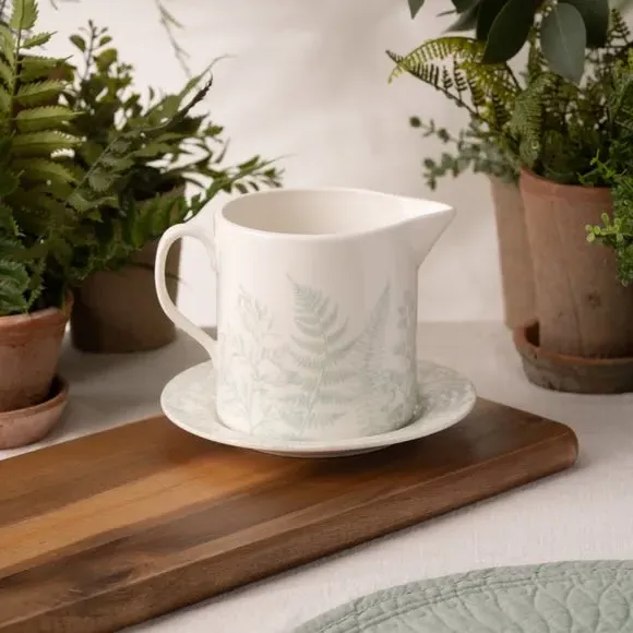 Gravy Boat with Saucer - White, Fine China image